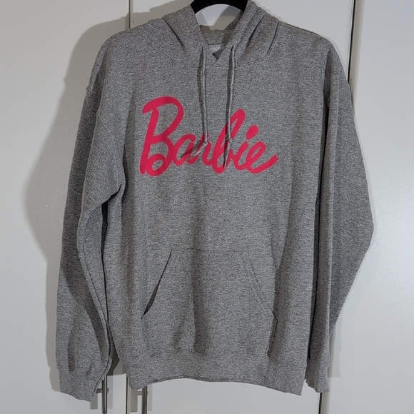 Barbie Gray Hoodie with Pink Logo Size small - Picture 1 of 7
